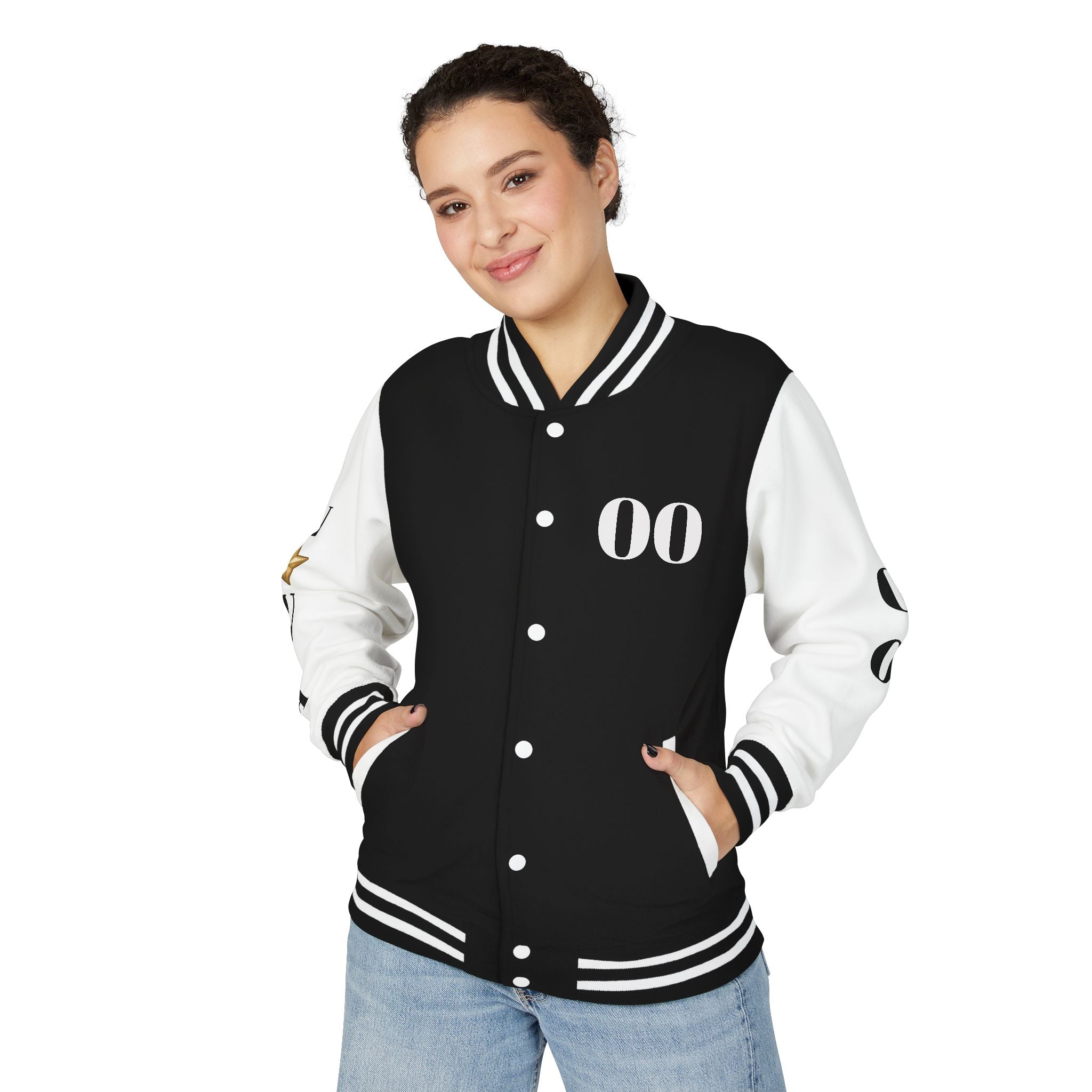 Letterman Jacket — "Essentially Nova" Varsity Bomber with Gold Script & Star Accents
