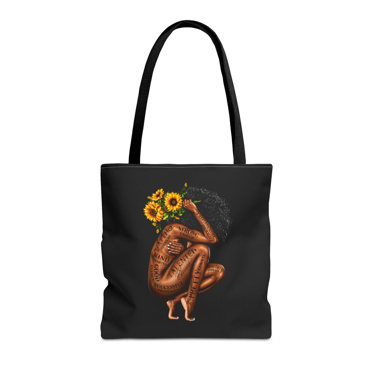 Sunflower Afro Woman Tote Bag