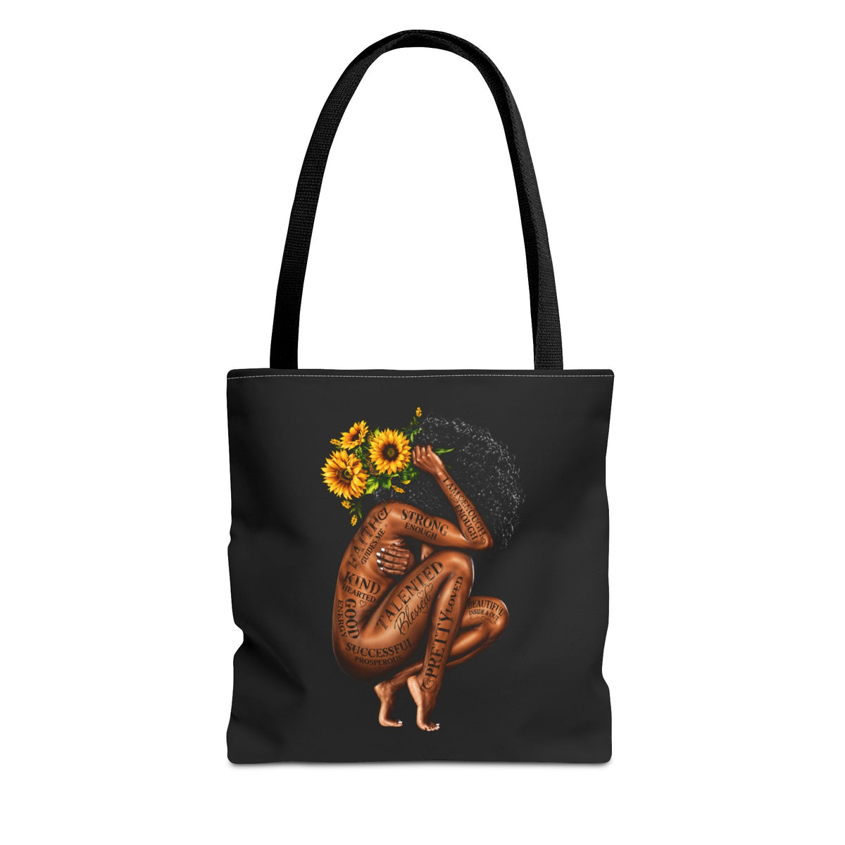Sunflower Afro Woman Tote Bag