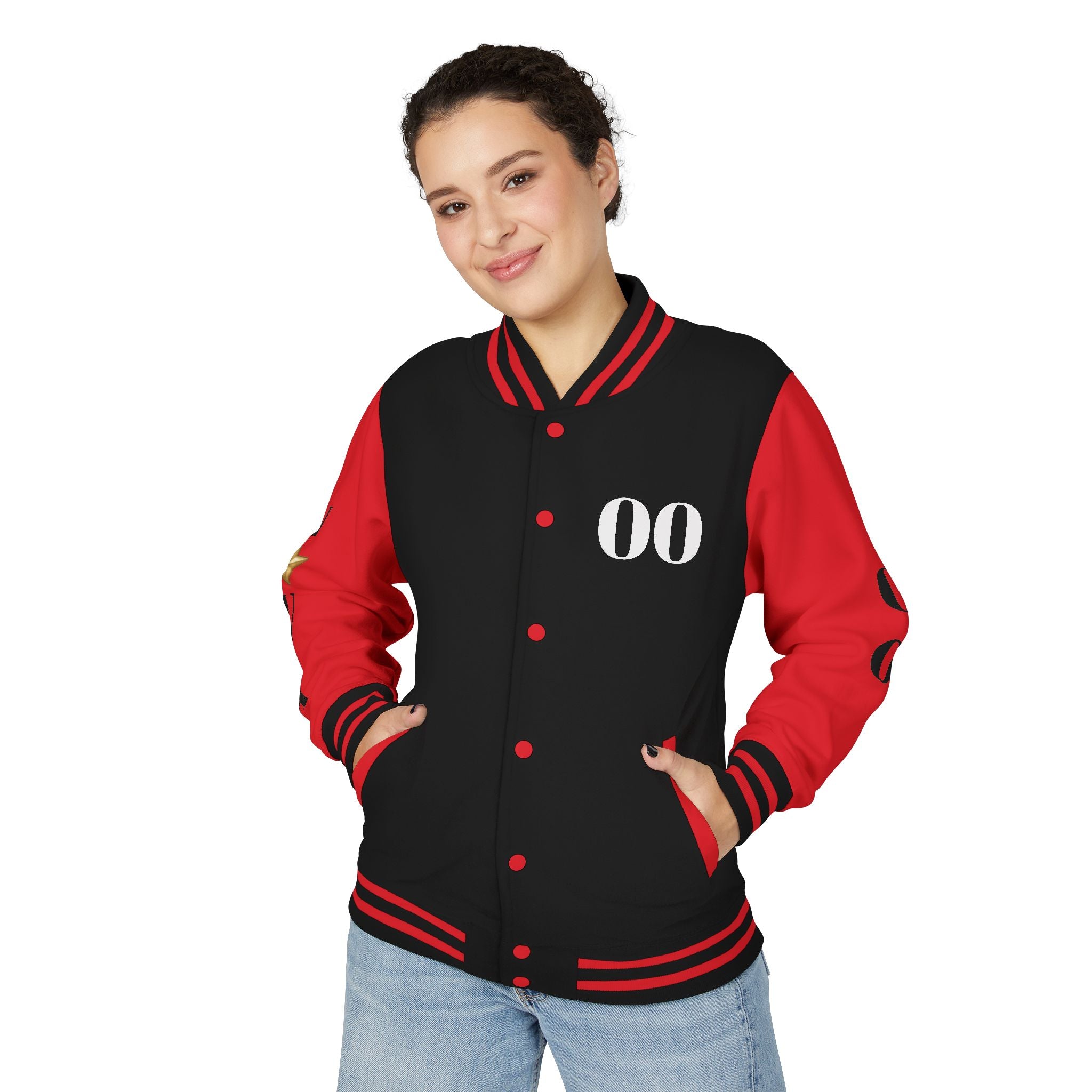 Letterman Jacket — "Essentially Nova" Varsity Bomber with Gold Script & Star Accents