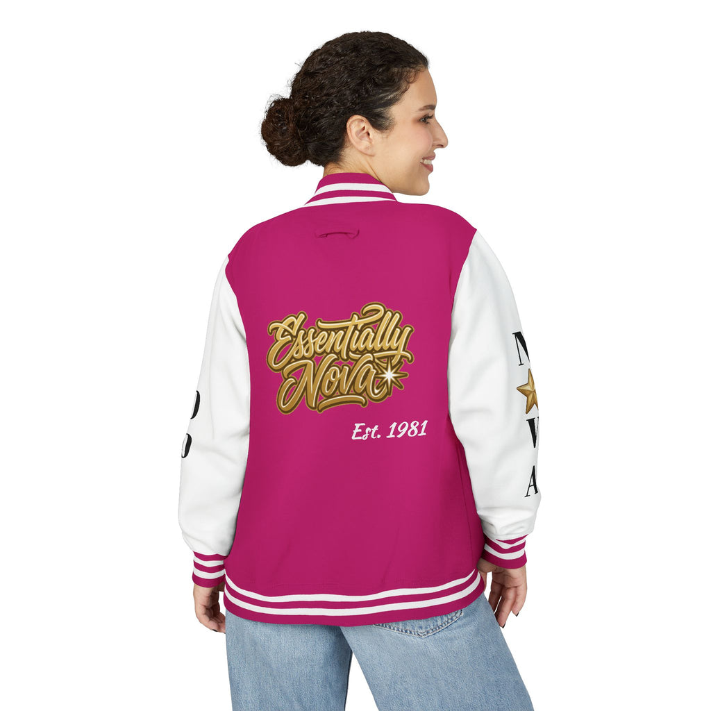 Letterman Jacket — "Essentially Nova" Varsity Bomber with Gold Script & Star Accents
