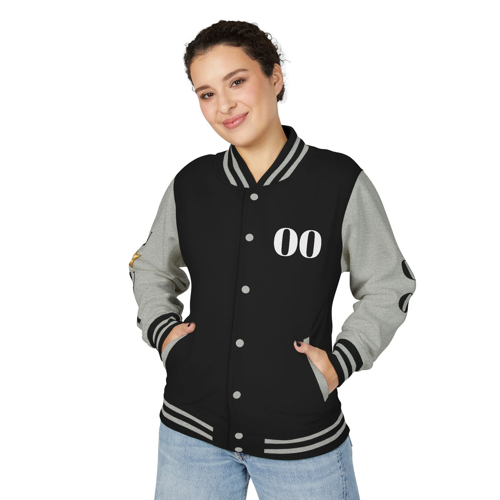 Letterman Jacket — "Essentially Nova" Varsity Bomber with Gold Script & Star Accents