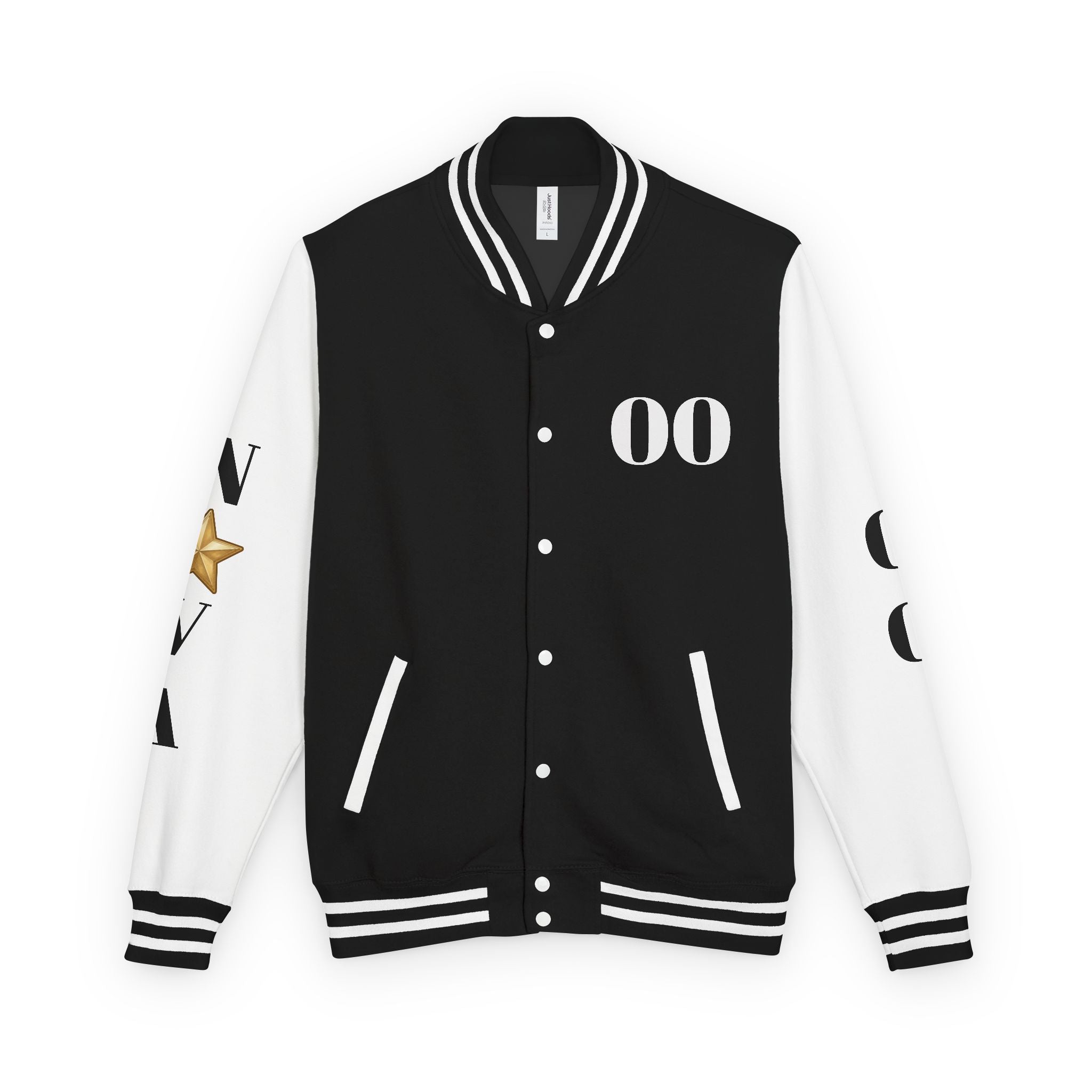 Letterman Jacket — "Essentially Nova" Varsity Bomber with Gold Script & Star Accents