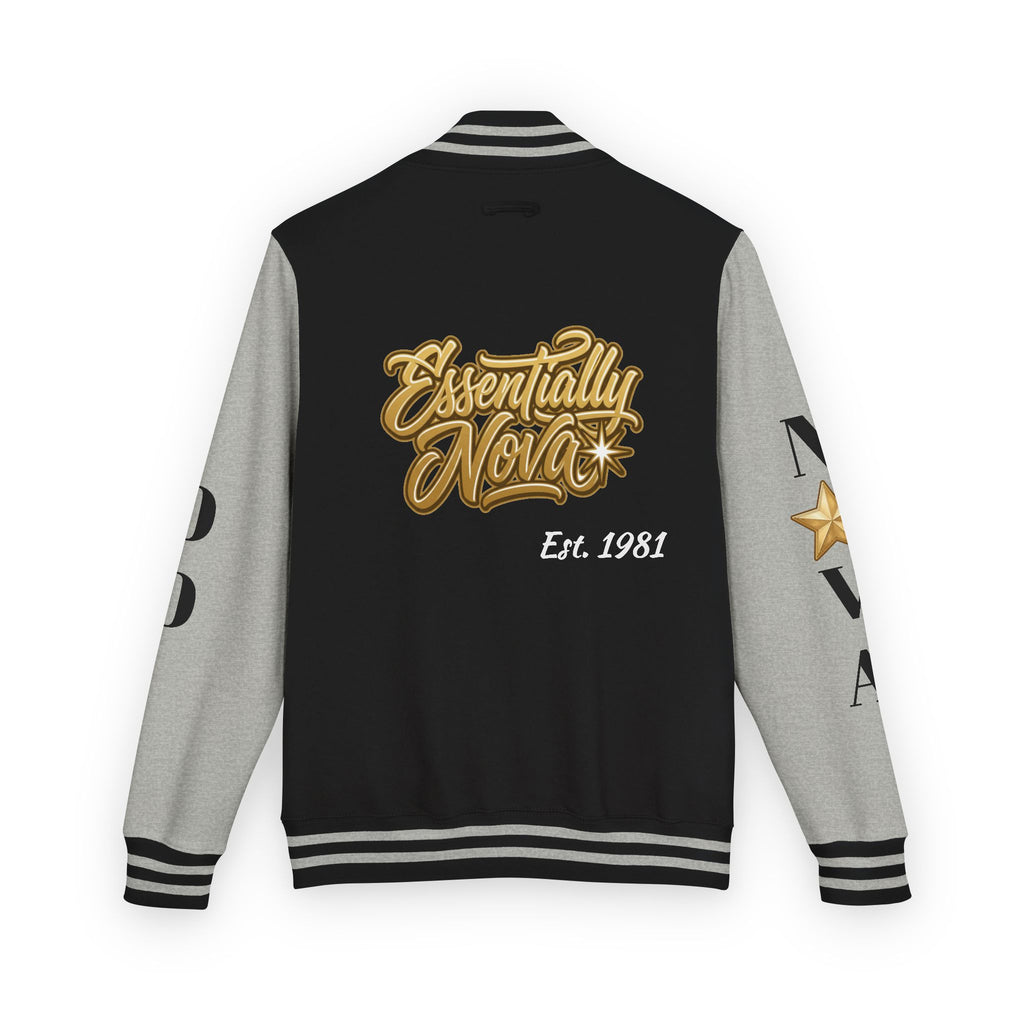 Letterman Jacket — "Essentially Nova" Varsity Bomber with Gold Script & Star Accents