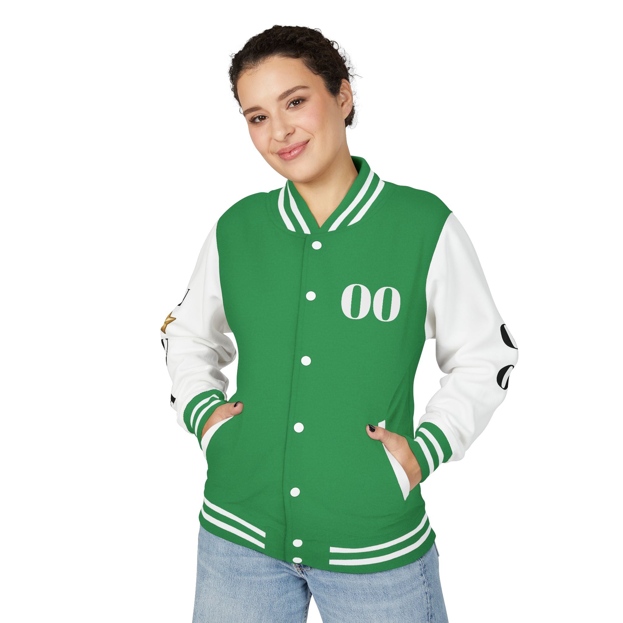 Letterman Jacket — "Essentially Nova" Varsity Bomber with Gold Script & Star Accents