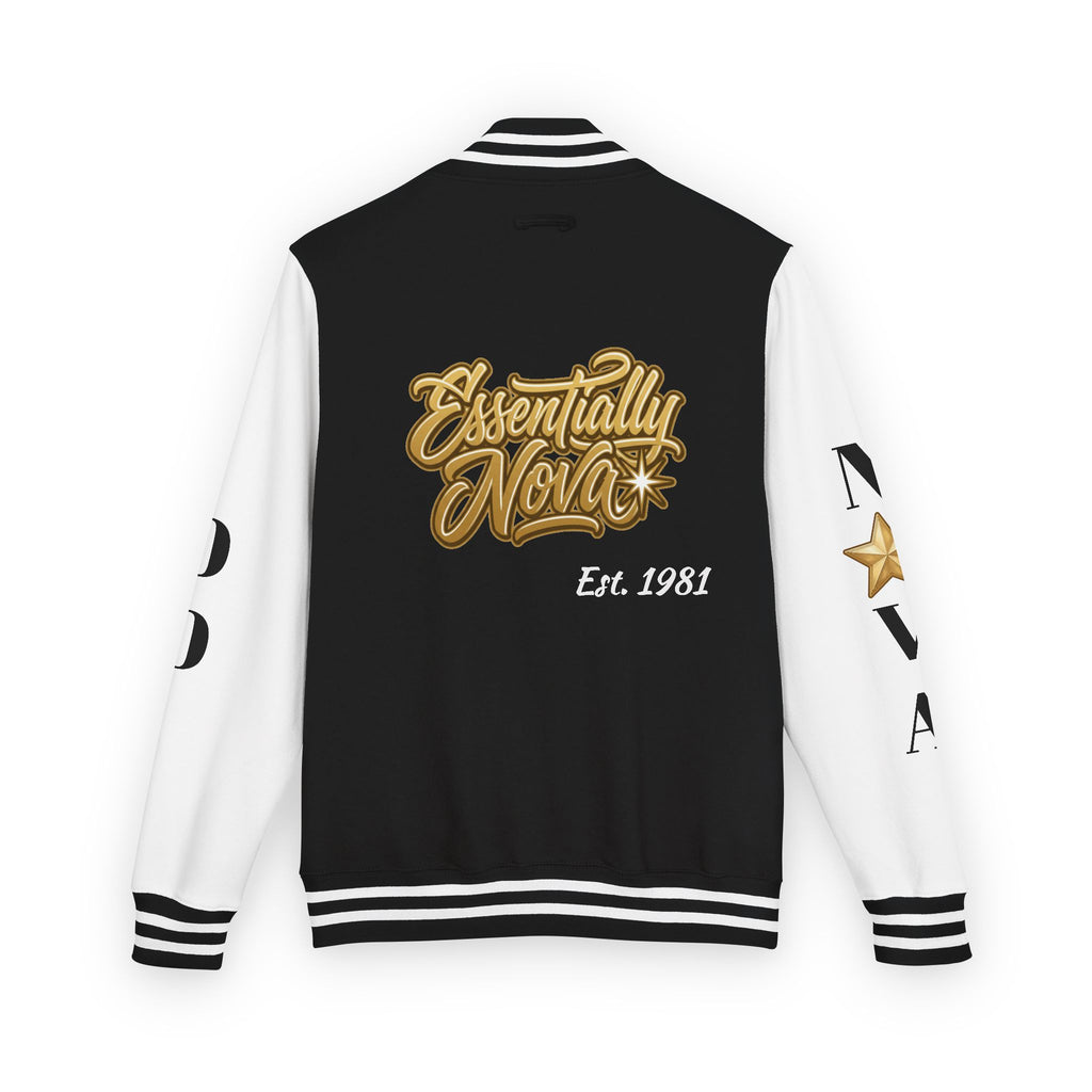 Letterman Jacket — "Essentially Nova" Varsity Bomber with Gold Script & Star Accents